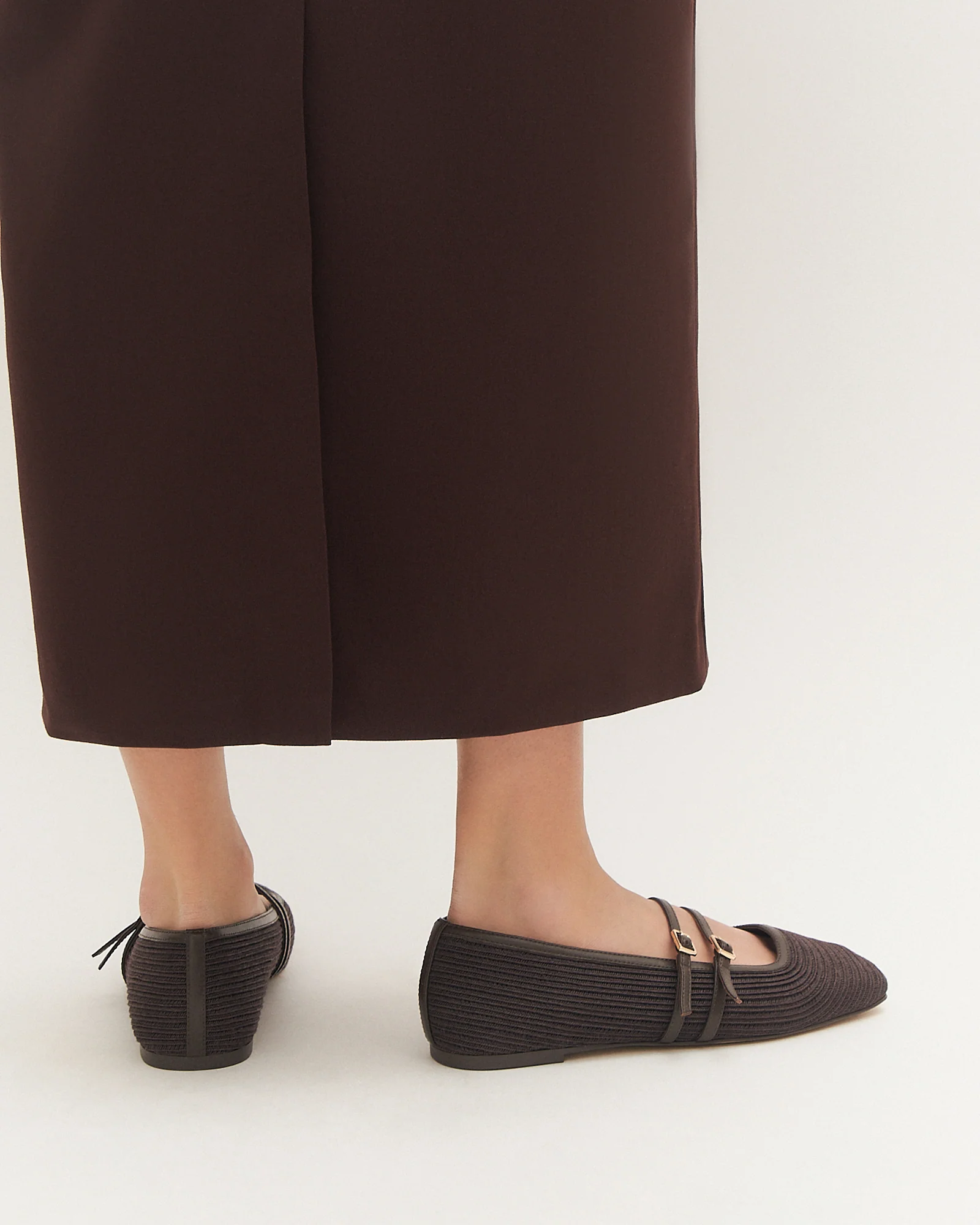 SULLIVAN BALLET FLATS BITTER CHOC RAFFIA - Image 7