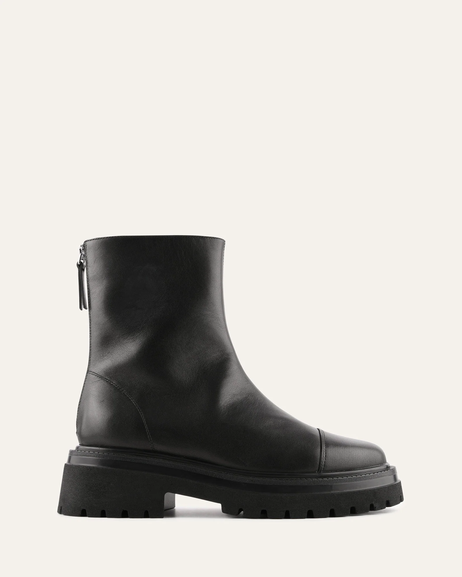 TATUM FLAT ANKLE BOOTS BLACK LEATHER