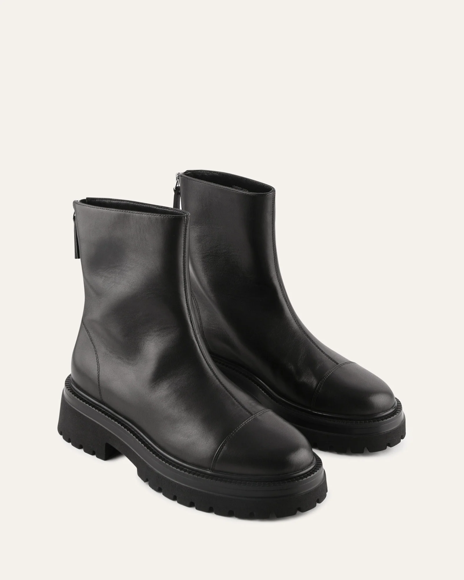 TATUM FLAT ANKLE BOOTS BLACK LEATHER - Image 3