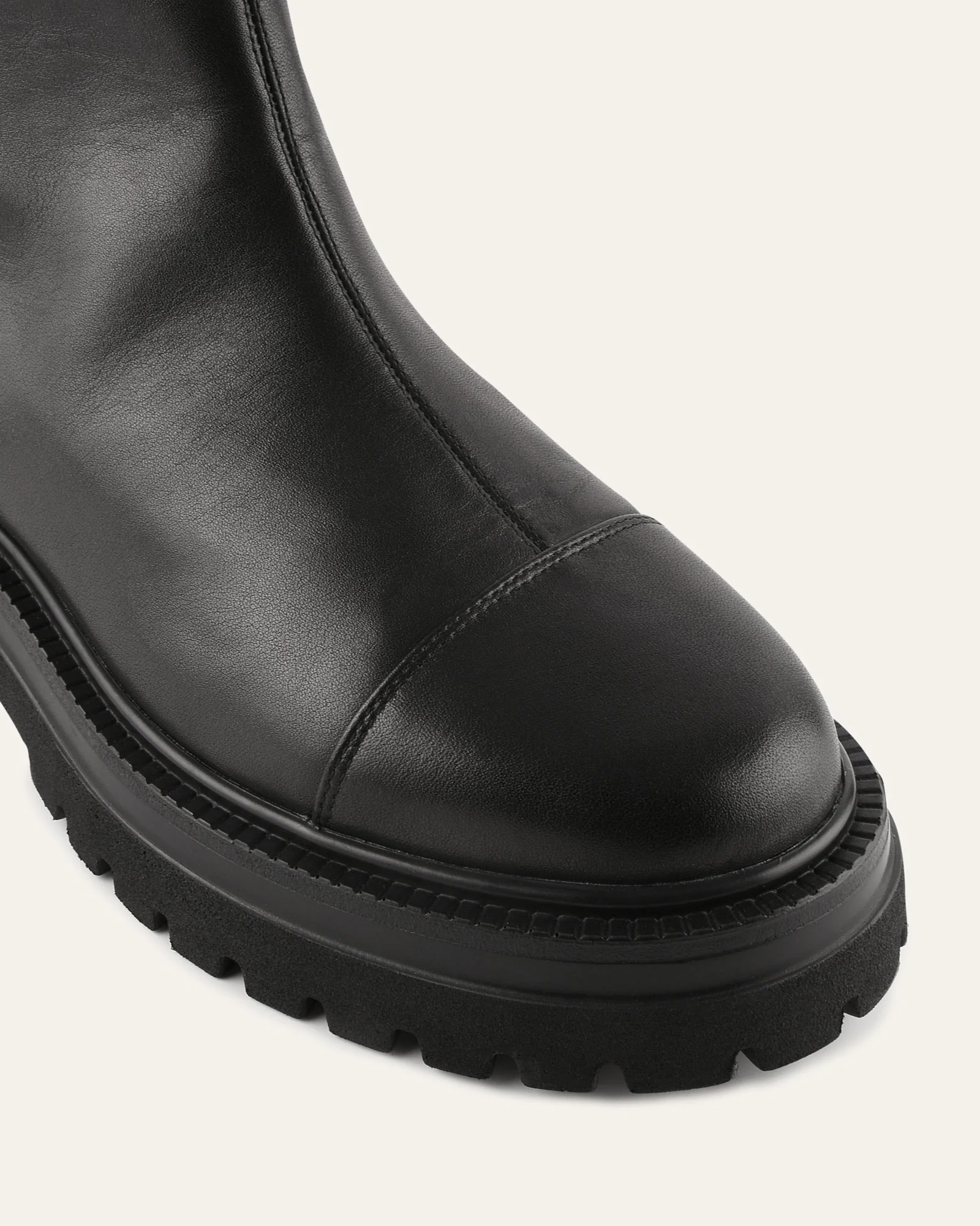 TATUM FLAT ANKLE BOOTS BLACK LEATHER - Image 4
