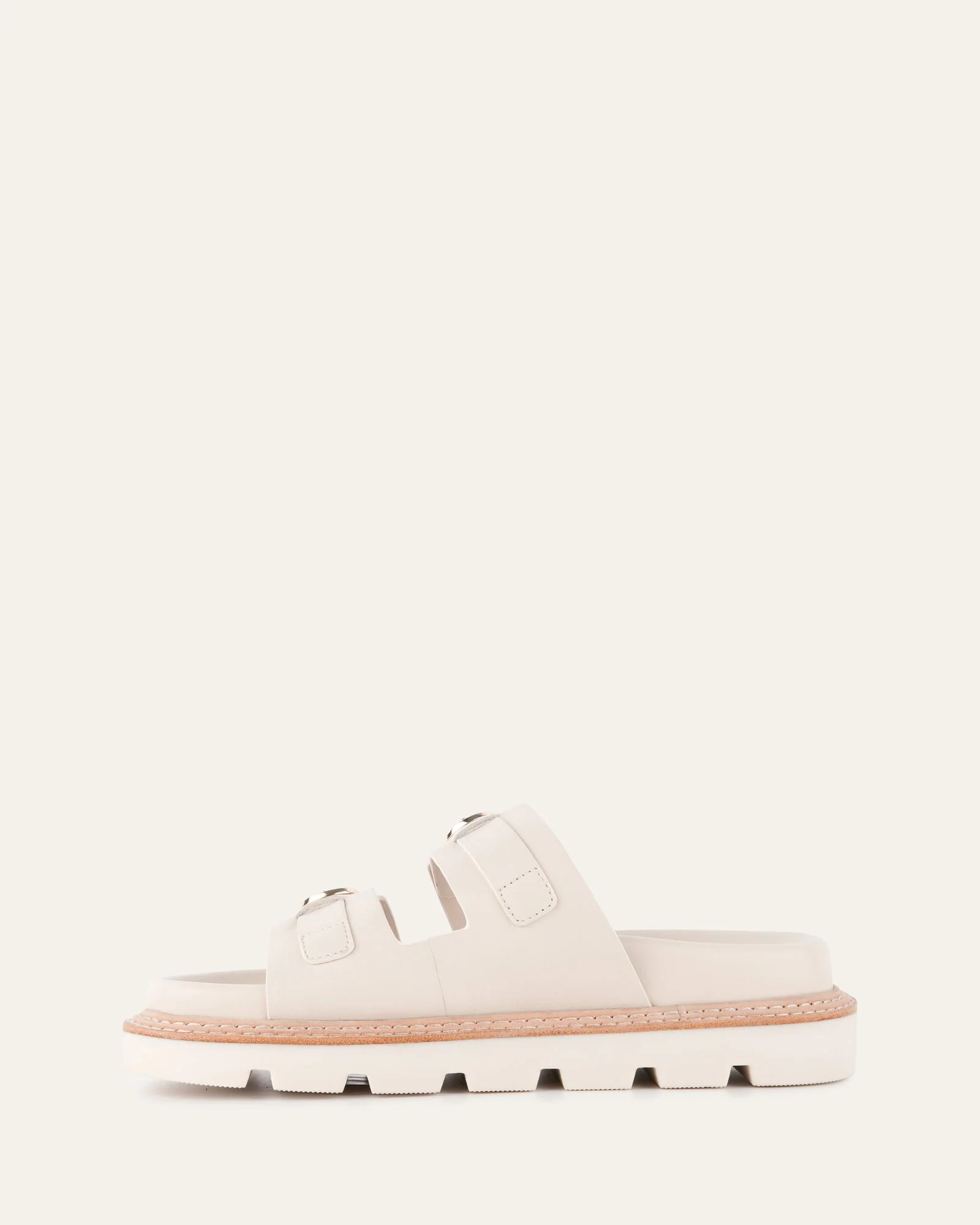 VICHY FLAT SANDALS OFF WHITE LEATHER - Image 6