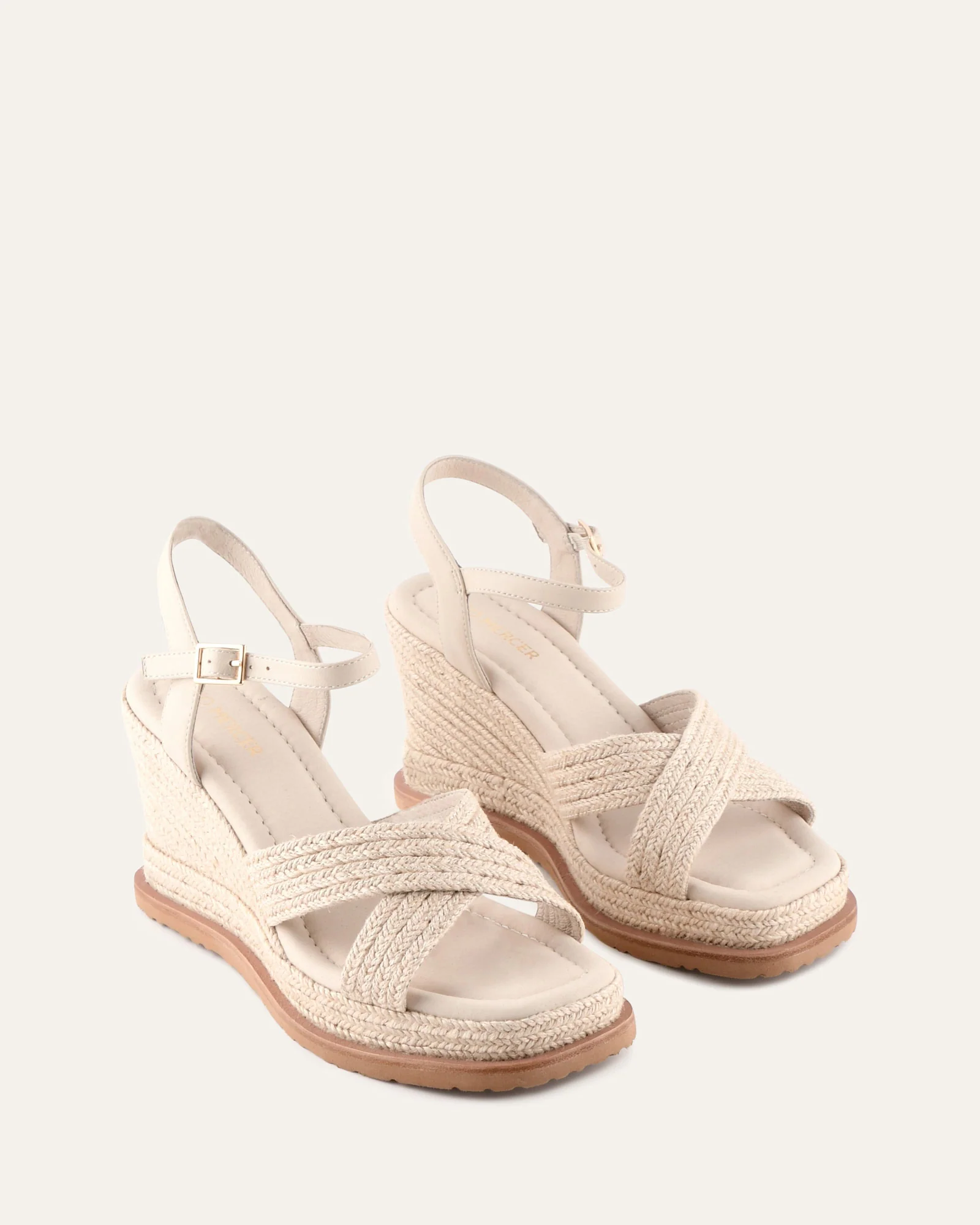 WENDELL HIGH HEEL WEDGES OFF WHITE LEATHER - Image 3
