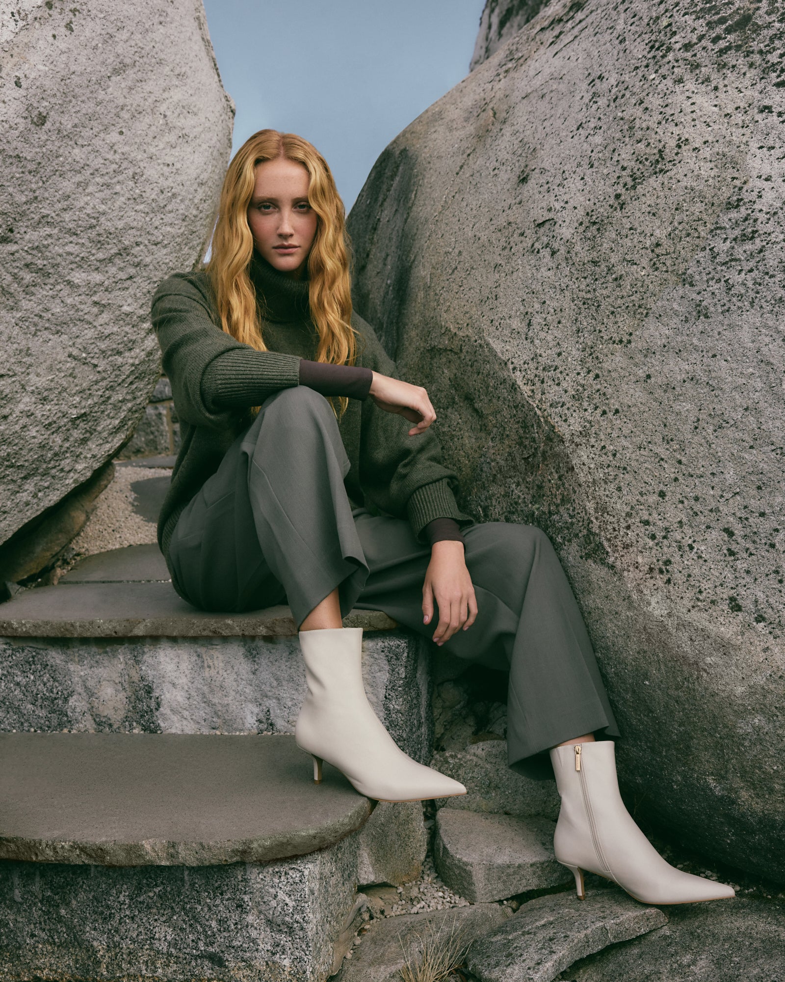 WINNIE MID ANKLE BOOTS OFF WHITE LEATHER - Image 8